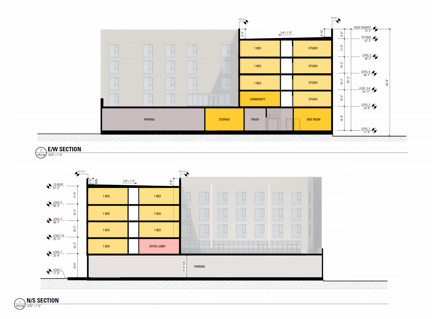 705 Veterans Boulevard vertical cross-section, illustration by BAR Architects and Interiors
