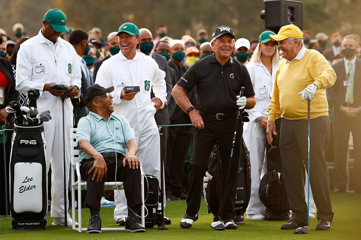 Lee Elder, Wayne Player, Gary Player and Jack Nicklaus on April 8, 2021, in Augusta, Ga.Credit: Jared C. Tilton/Getty