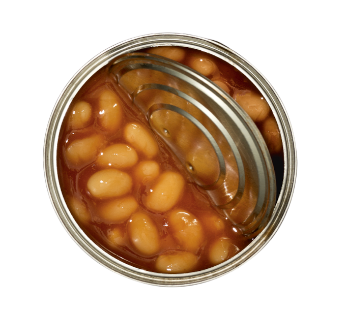 a closeup view of an open can containing food a closeup view of an open can containing food