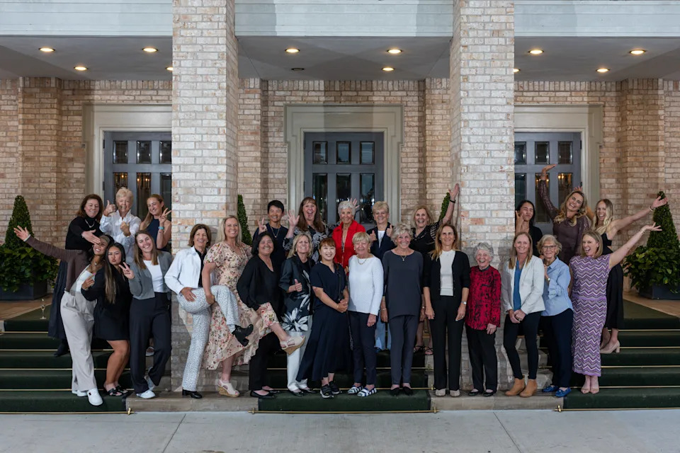 LPGA players gather at the annual champions dinner at the Chevron Championship in Houston.