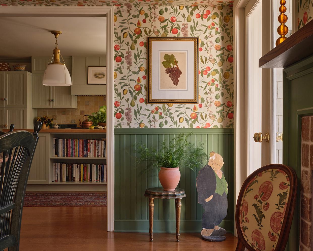 Interior view of a dining area featuring decorative elements.