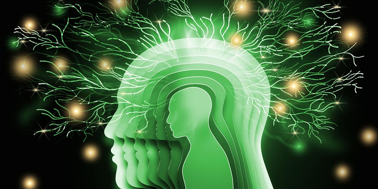 deep learning infographic of artificial neural network neurons and cyborg illustration