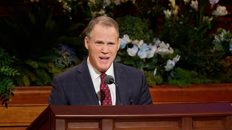 Elder Edward B. Rowe, General Authority Seventy, speaks during the Sunday morning session of the 196th Annual General Conference of The Church of Jesus Christ of Latter-day Saints in the Conference Center in Salt Lake City on April 5, 2026.