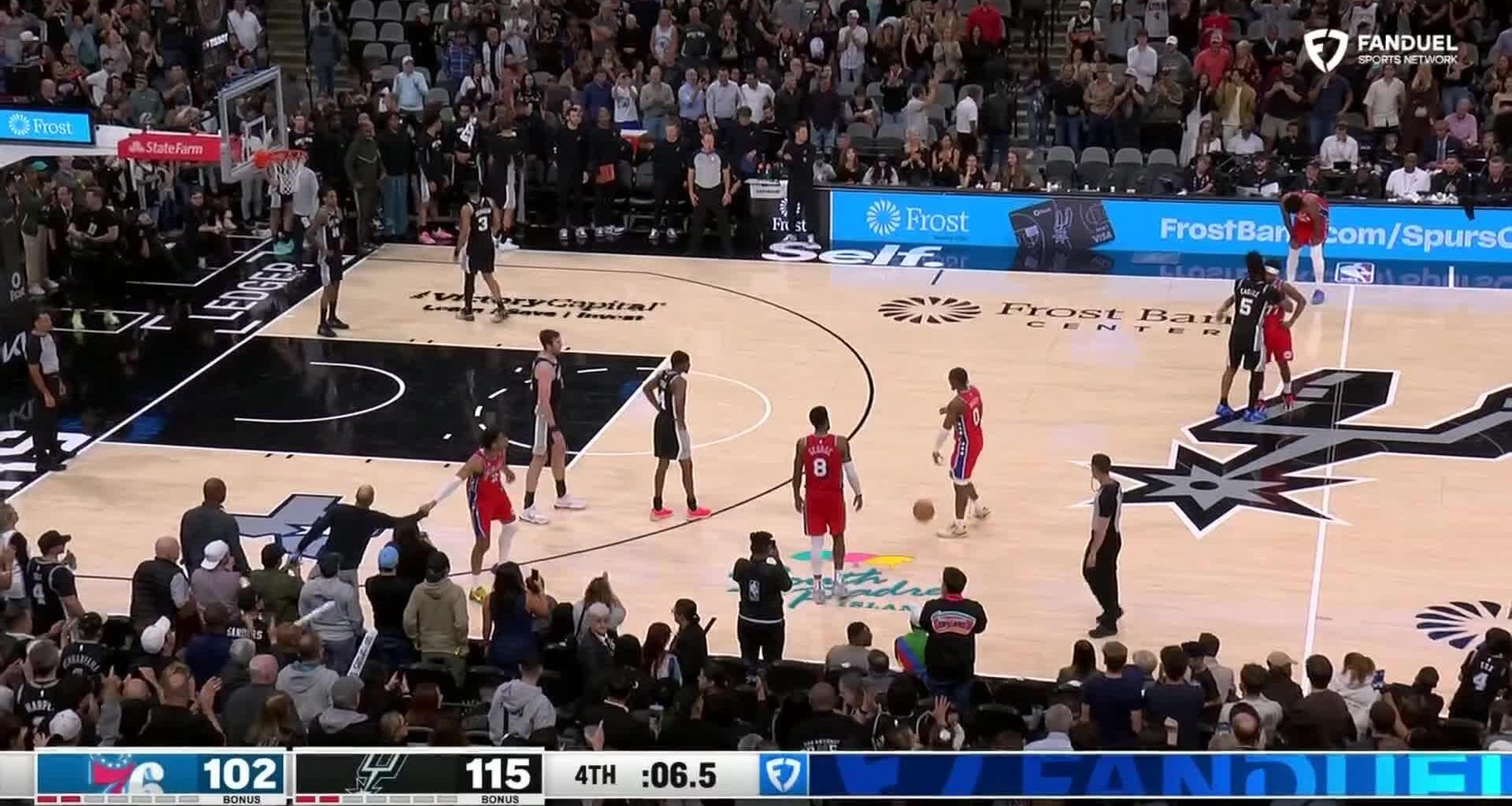 Spurs beat 76ers 115-102 after losing Wembanyama to left rib contusion