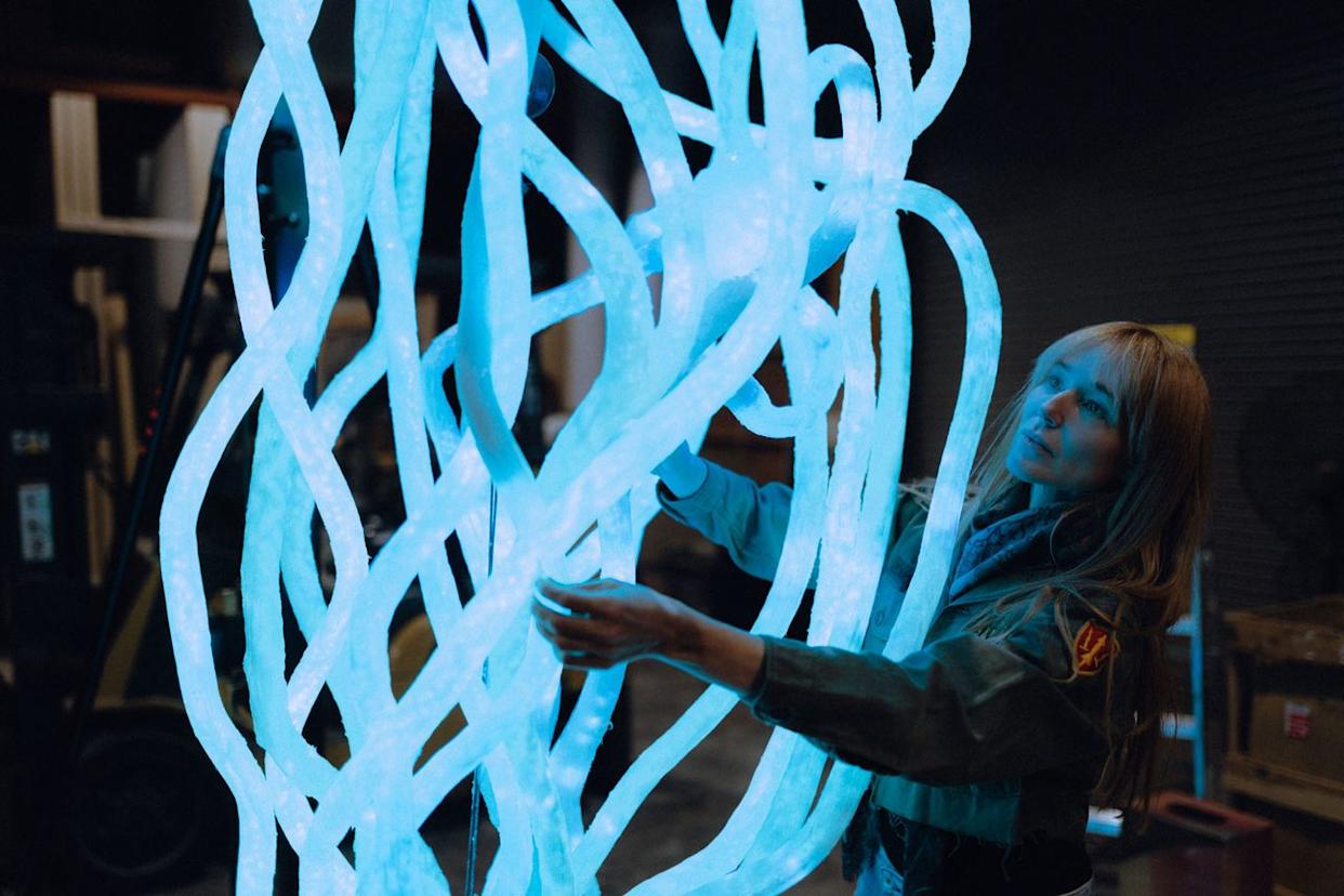 Jewel at work on her art.Credit: Matthew Takes