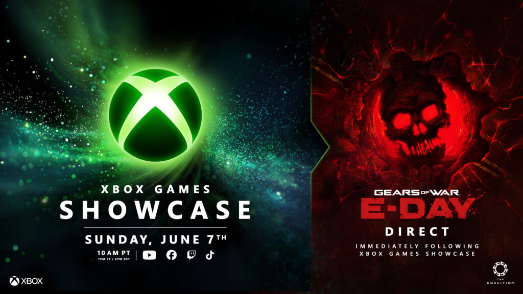Promotional header for Xbox Games Showcase and Gears of War: E-Day Direct events
