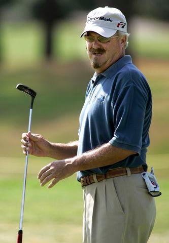 Gary McCord reacts to a missed putt during the second round of the 2005 SAS Championship on Oct. 1, 2005.Credit: Grant Halverson/Getty