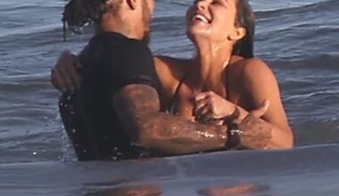 Kim Kardashian, F1 Driver Lewis Hamilton Kissing Beach Photos