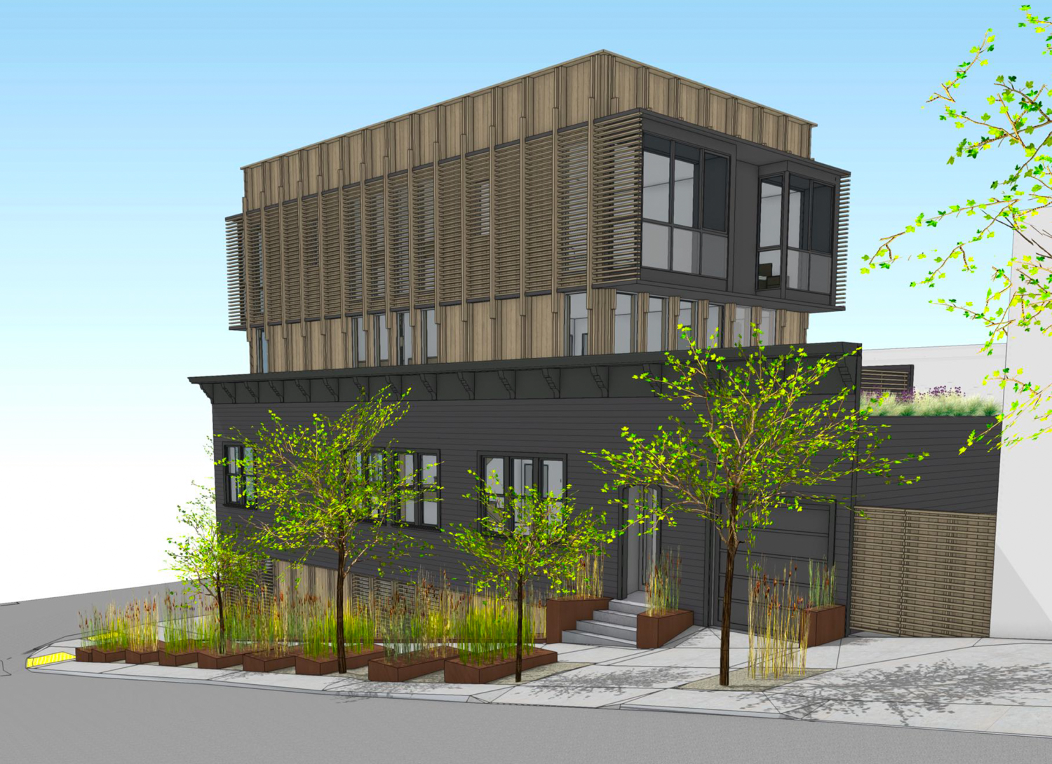 998 Sanchez Street side view, rendering by John Lum Architecture