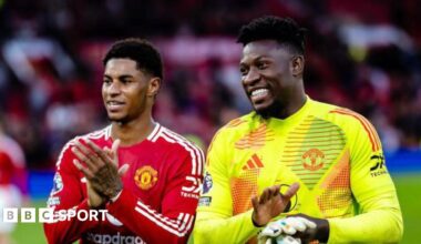 Marcus Rashford and Andre Onana playing for Manchester United this season
