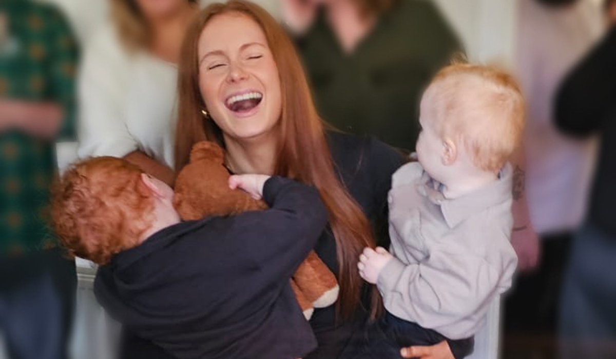Leah O'Halleron with her two sons. Pic: Provided mini marathon