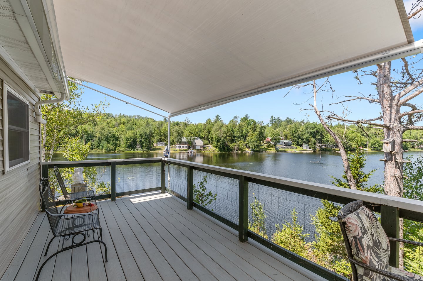 The deck overlooking Nay Pond at 1 Nay Pond Island.