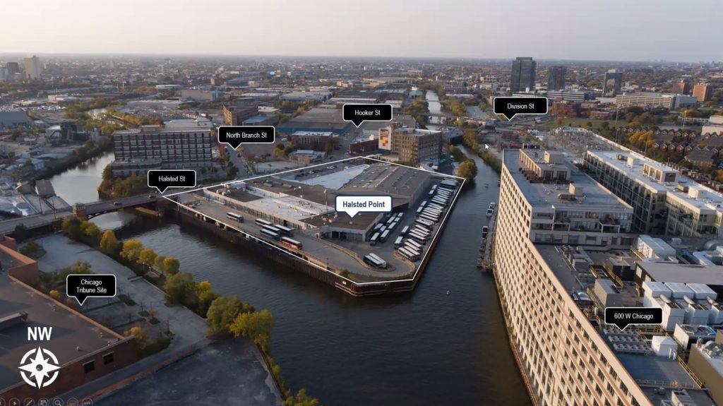 Aerial View of Halsted Point Site at 901 N Halsted Street. Image by Hartshorne Plunkard Architecture