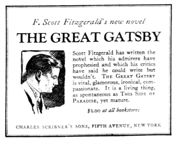 This advertisement for F. Scott Fitzgerald's "The Great Gatsby" describes the novel as "vital, glamorous, ironical and compassionate." It published in the Books section of the April 11, 1925, edition of the Tribune. (Chicago Tribune)