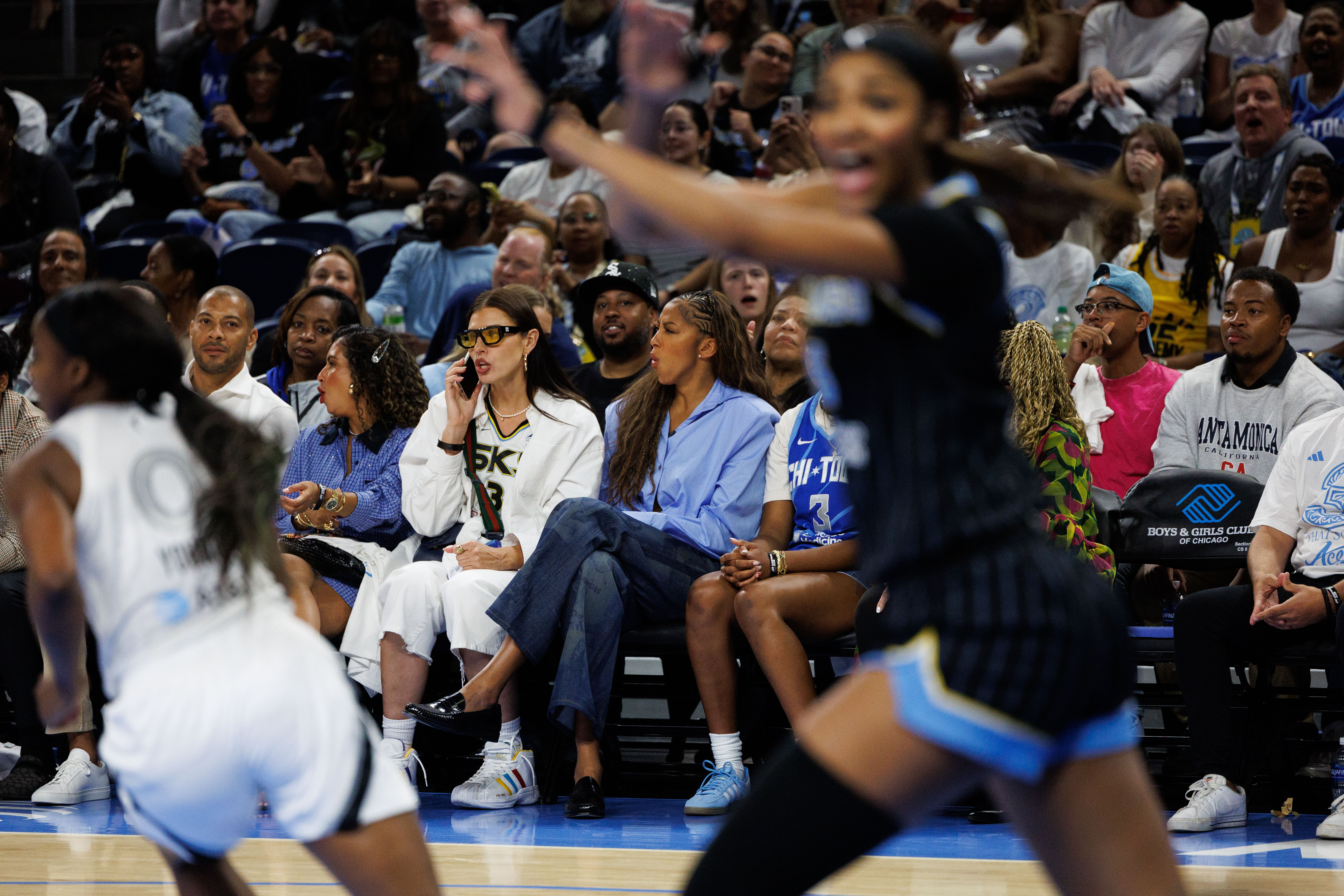 Seven-time WNBA All-Star Candace Parker watches the Chicago Sky play...