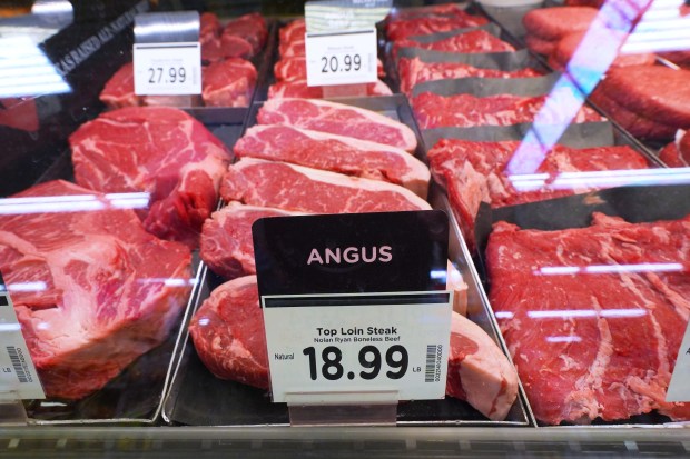 Meat is displayed at a grocery store in Dallas, April 15, 2026. (LM Otero/AP)