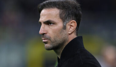 MILAN, ITALY - APRIL 21: Como 1907 coach Cesc Fabregas looks on during the Coppa Italia match between FC Internazionale and Como 1907 at San Siro on April 21, 2026 in Milan, Italy. (Photo by Marco Luzzani/Getty Images)