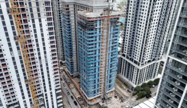 Glass Installation and Exterior Finishing Progress on 600 Miami Worldcenter in Downtown Miami