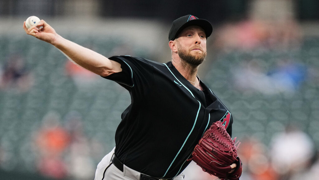 Arizona Diamondbacks starting pitcher Merrill Kelly...