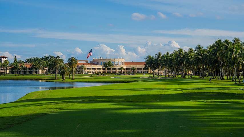 The final hole of the infamous "Blue Monster," the 473-yard par-4 18th, bears the resemblance to that nickname. (PGA TOUR))