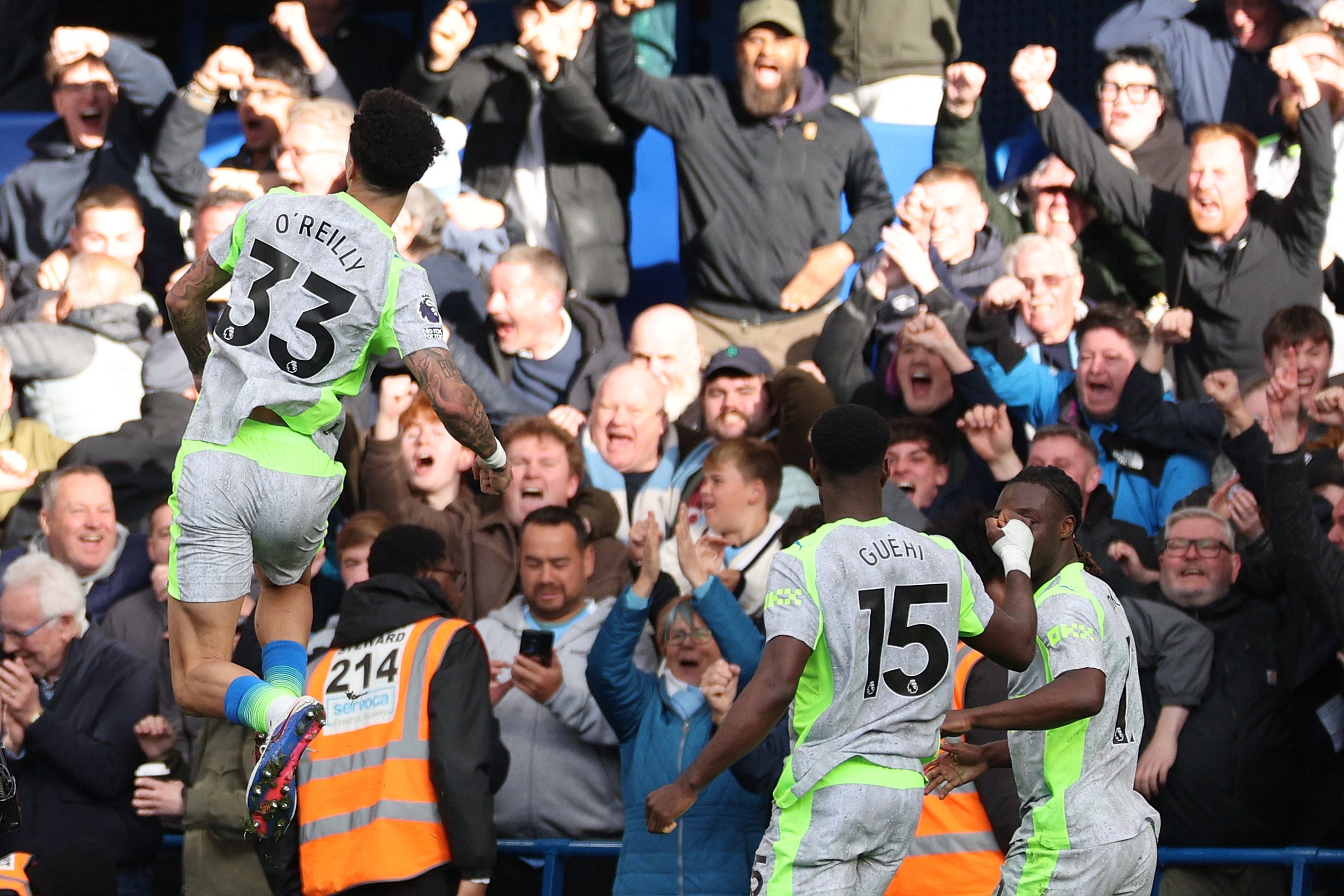 Nico O’Reilly (left) broke the deadlock for Man City