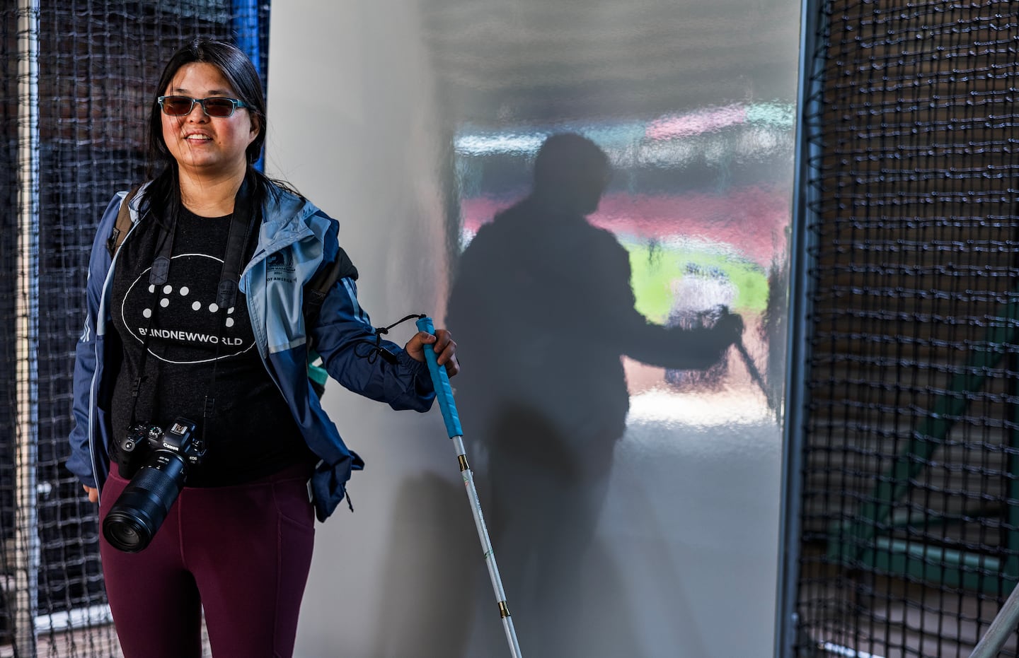 Caruso now loves her white cane, but initially she was ashamed of having to use it after she broke her foot in 2017.
