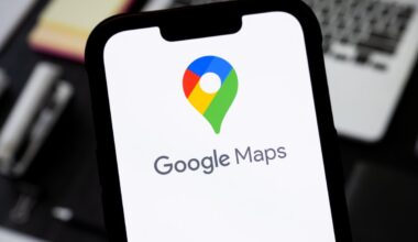 In this photo illustration, a Google Maps logo is seen displayed on a smartphone.