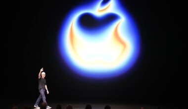 Apple CEO Tim Cook attends a product launch event.