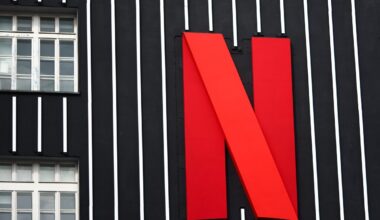 Netflix logo is seen on a building in Warsaw, Poland