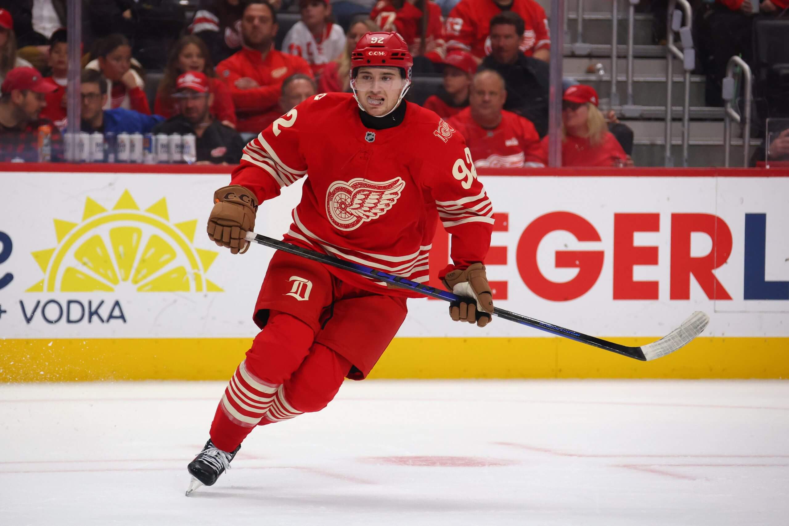 Marco Kasper skates in a game against the Rangers in November.