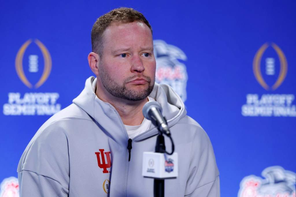 Defensive coordinator Bryant Haines of the Indiana Hoosiers, who won the 2025 Broyles Award, given to the best assistant coach in college football. 