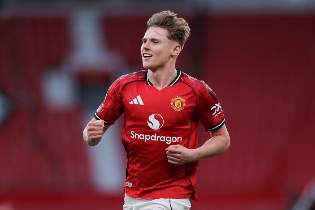 Jack Moorhouse celebrates scoring for Manchester United U21 v Real Madrid U21