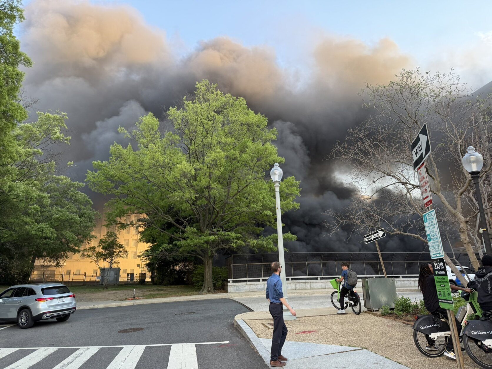 smoke fills the sky