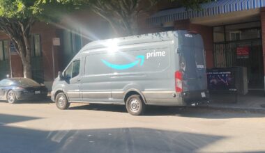 Amazon Prime van parked curbside