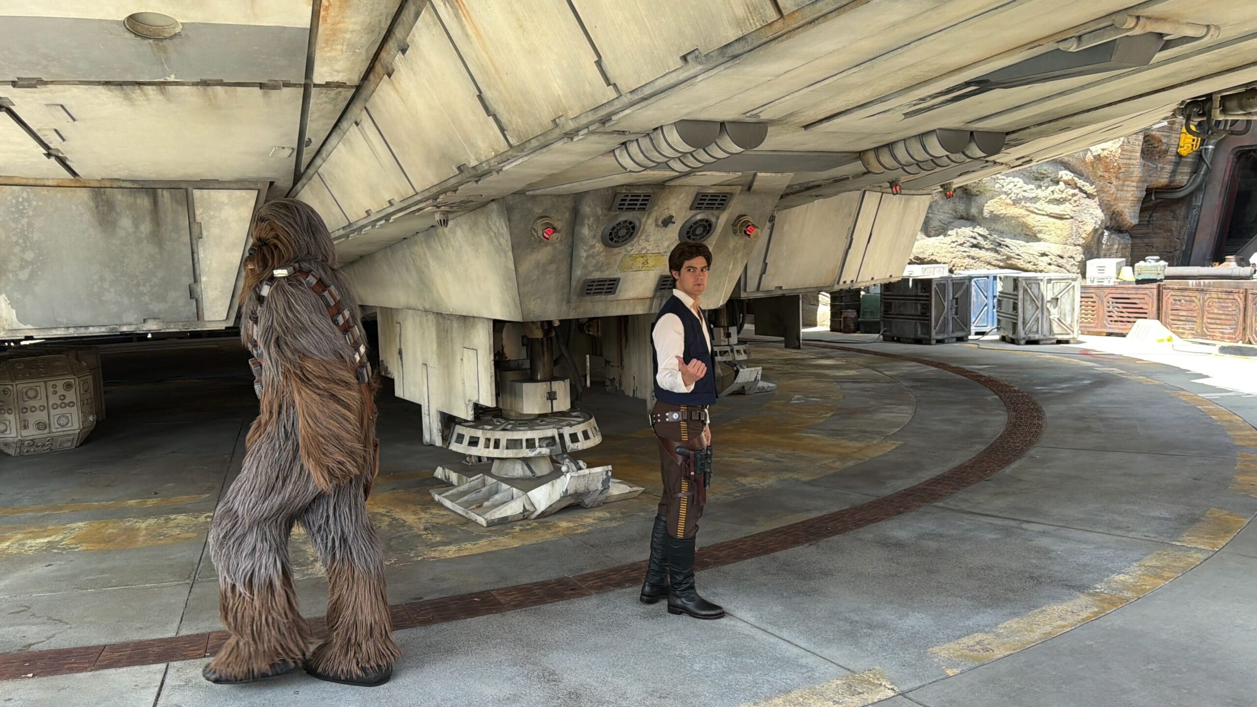 Han Solo and Chewbacca Meet and Greet in Star Wars: Galaxy's Edge in Disneyland