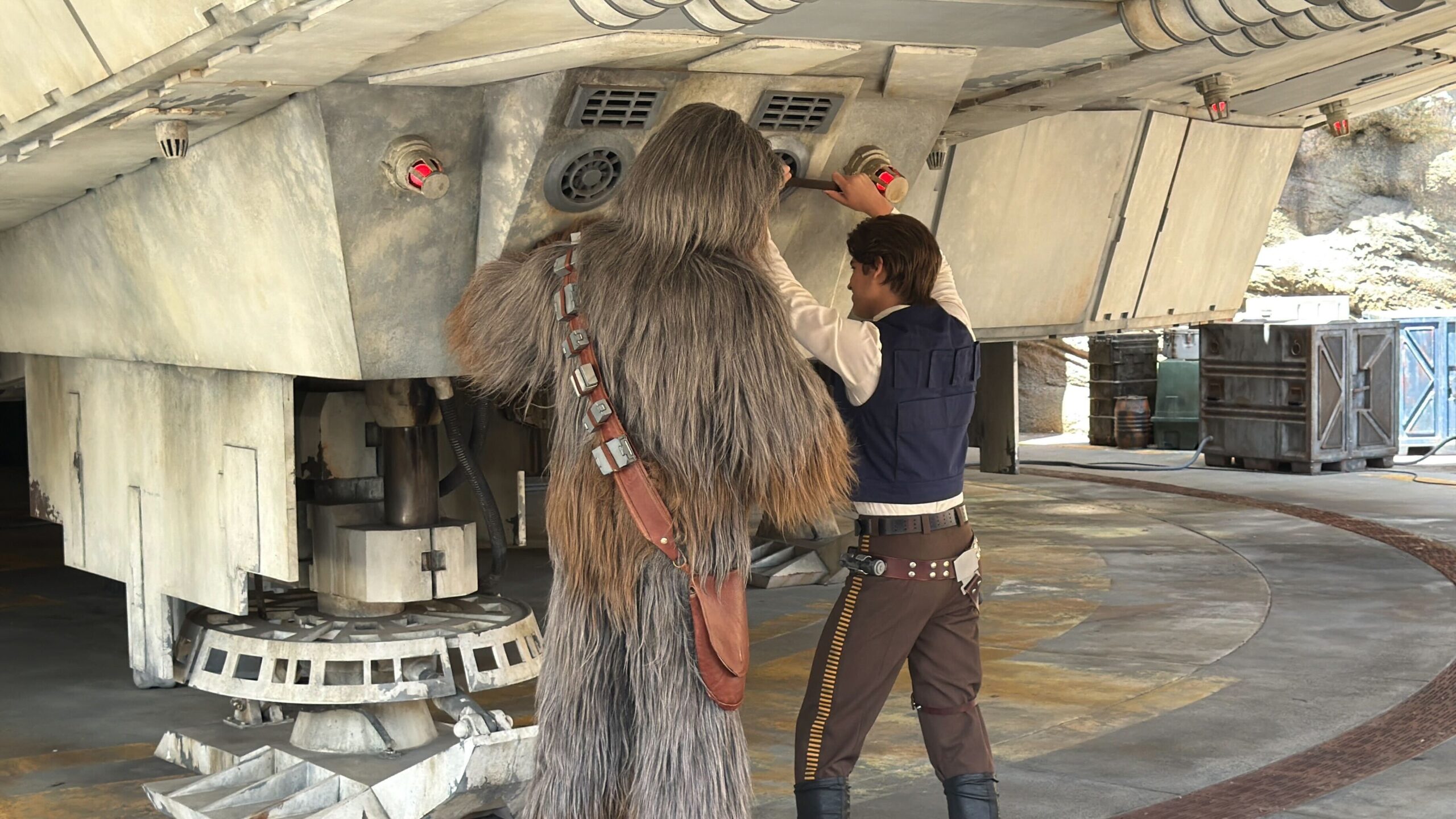 Han Solo and Chewbacca Meet and Greet in Star Wars: Galaxy's Edge in Disneyland