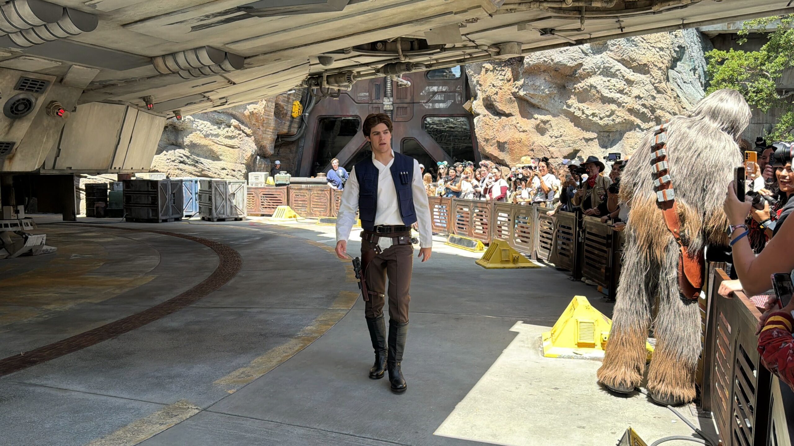 Han Solo and Chewbacca Meet and Greet in Star Wars: Galaxy's Edge in Disneyland