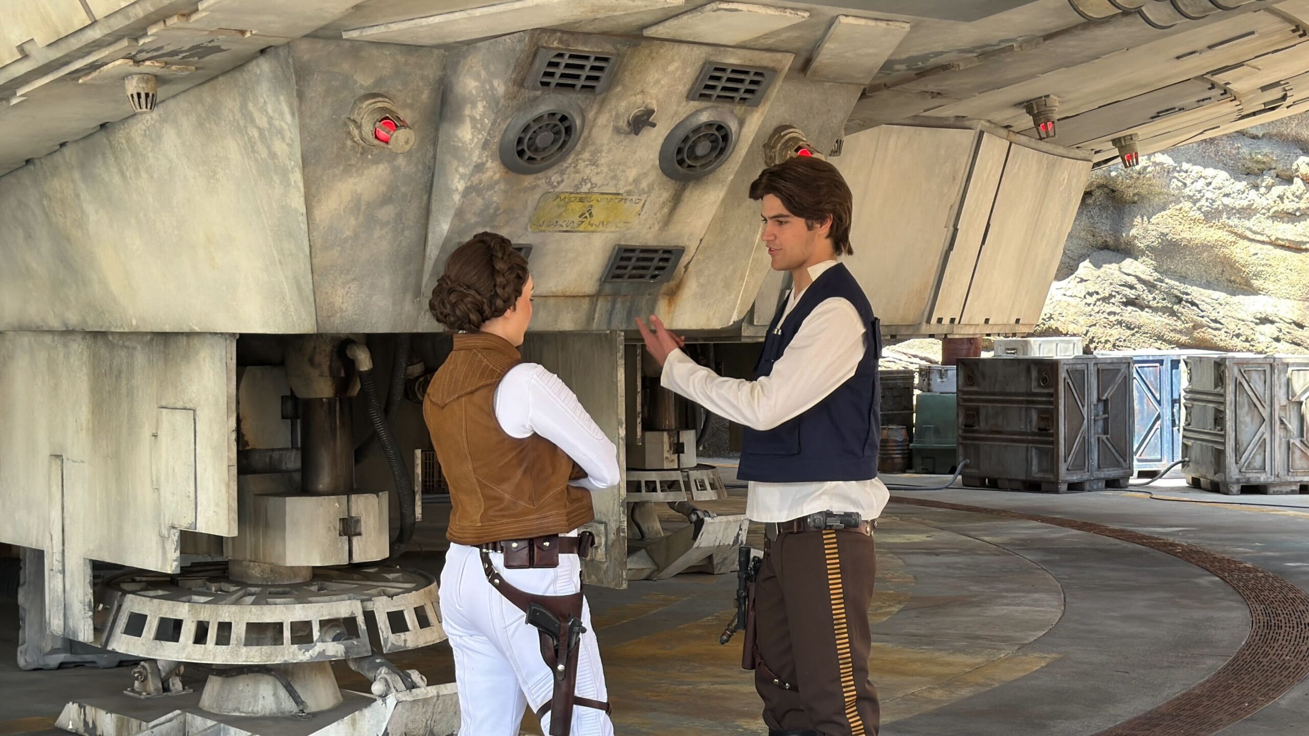 Han Solo and Chewbacca Meet and Greet in Star Wars: Galaxy's Edge in Disneyland