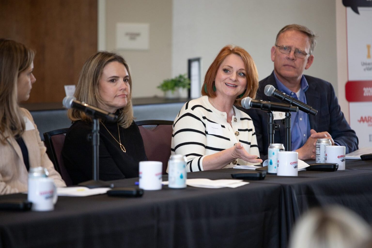 Janelle Stauffer, a social worker and therapist with The Resiliency Center of Idaho, speaks at a City Club of Boise panel discussion on youth mental health on Tuesday, April 14, 2026.