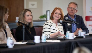Janelle Stauffer, a social worker and therapist with The Resiliency Center of Idaho, speaks at a City Club of Boise panel discussion on youth mental health on Tuesday, April 14, 2026.