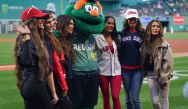 The cast of “The Real Housewives of Rhode Island" gathered for a photo before throwing out the ceremonial first pitch at Fenway Park on Friday.