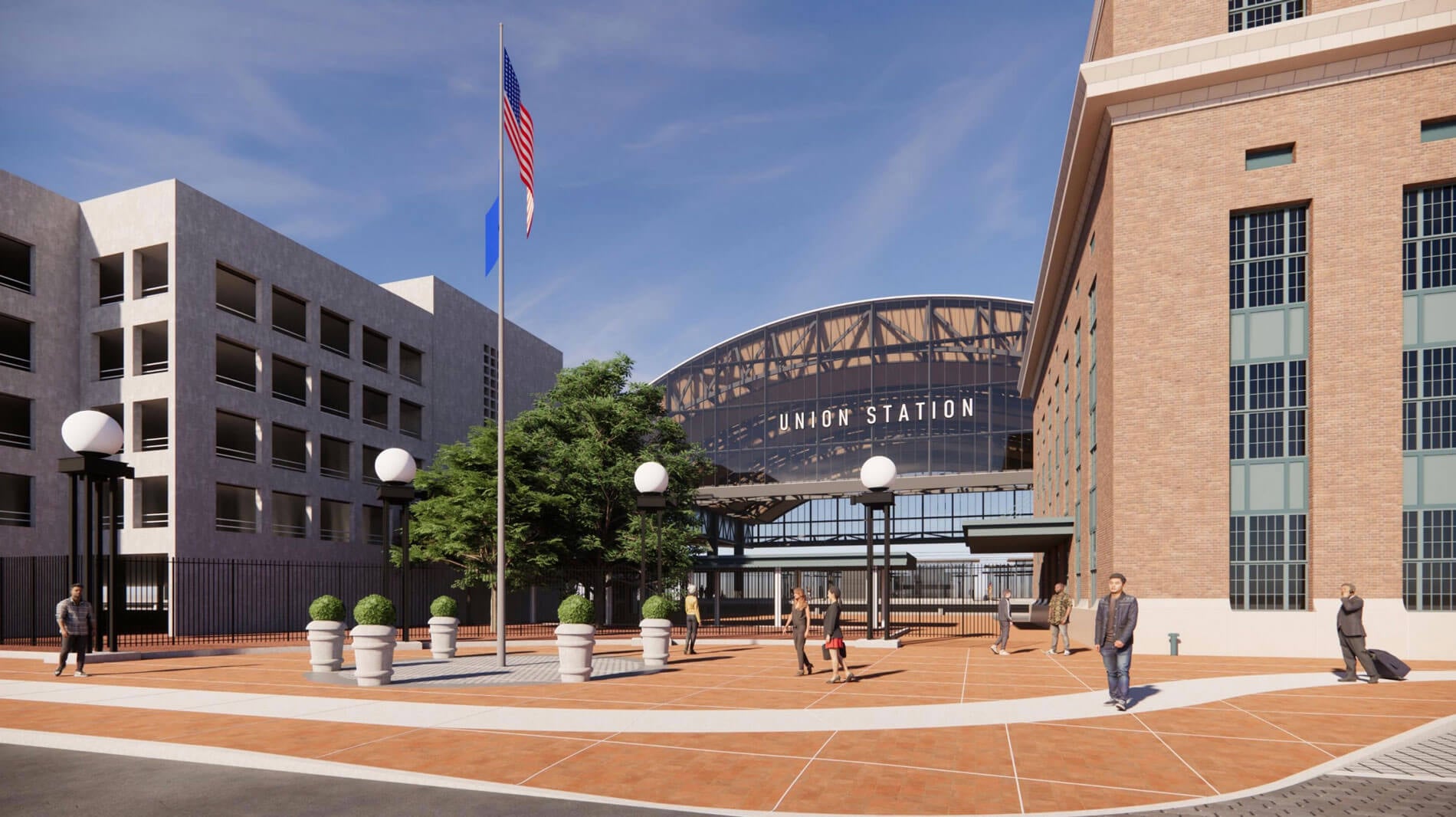 rendering of updated exterior of Union Station New Haven