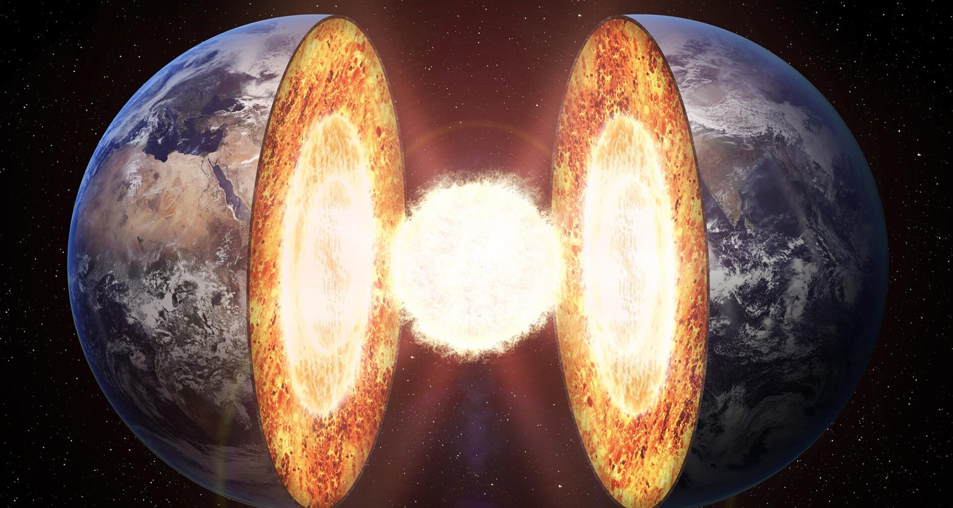 Inside Earth Layers Glowing Core