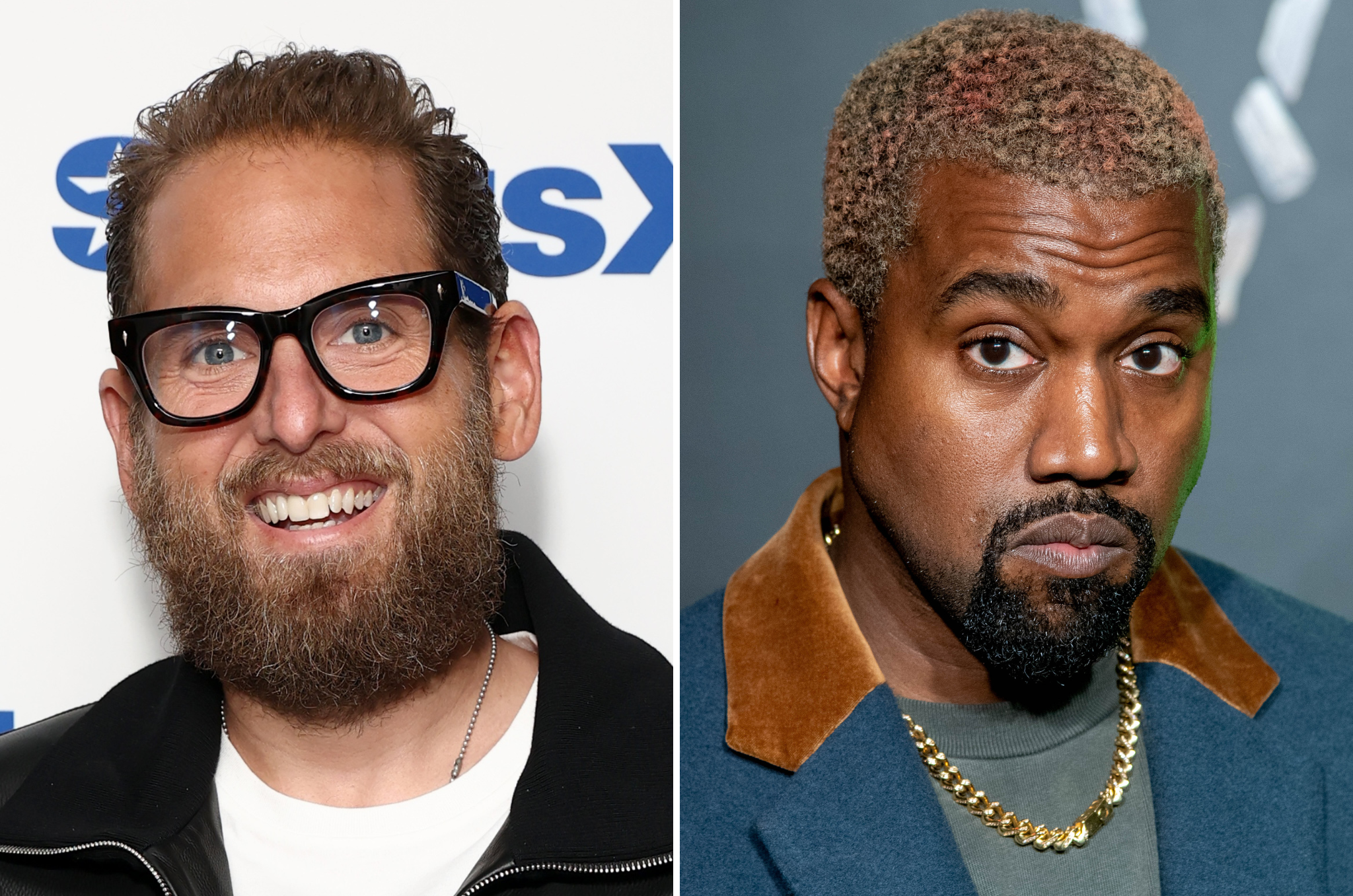 Jonah Hill (left) acknowledged West's past antisemitic remarks 'suck,' but maintained that the rapper is 'probably the greatest artist ever to live'