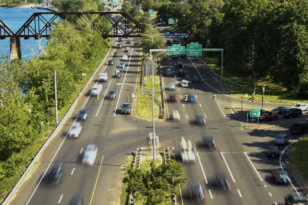 Traffic flows quickly through the intersection of RT9 and Exit 16 to the Arrigoni Bridge Monday afternoon as rush-hour traffic begins to grow. The state DOT has a proposal that would remove the two traffic lights from Route 9 in Middletown and solve one of the top complaints of drivers in Connecticut.