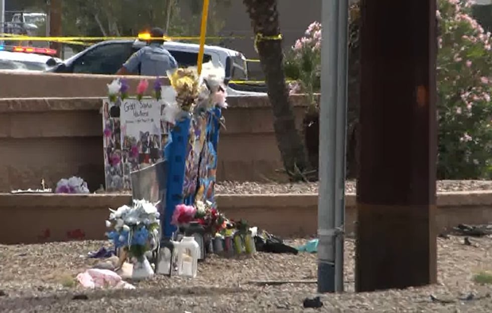 The debris from Friday's fatal accident at Valencia and Country Club rests next to the...