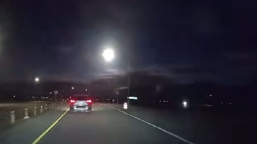 A suspected fireball lights up the night sky over Tooele County, Utah, early Thursday, April 23, 2026.
