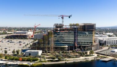 Glass exterior climbs at Inglewood's Kali Hotel development