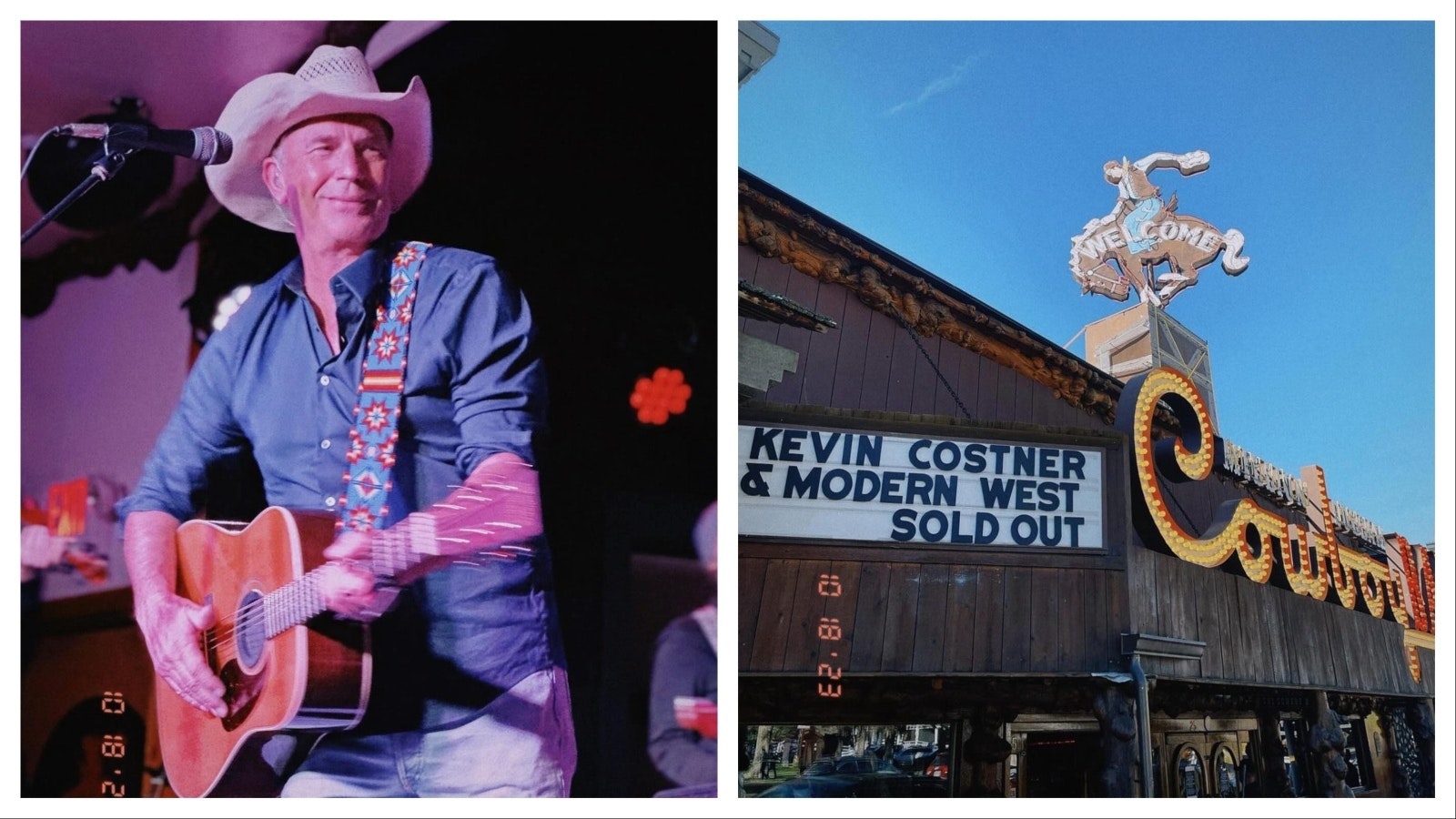 Kevin Costner and Modern West Band perform at the Million Dollar Cowboy Bar in Jackson, Wyoming, in October 2023.