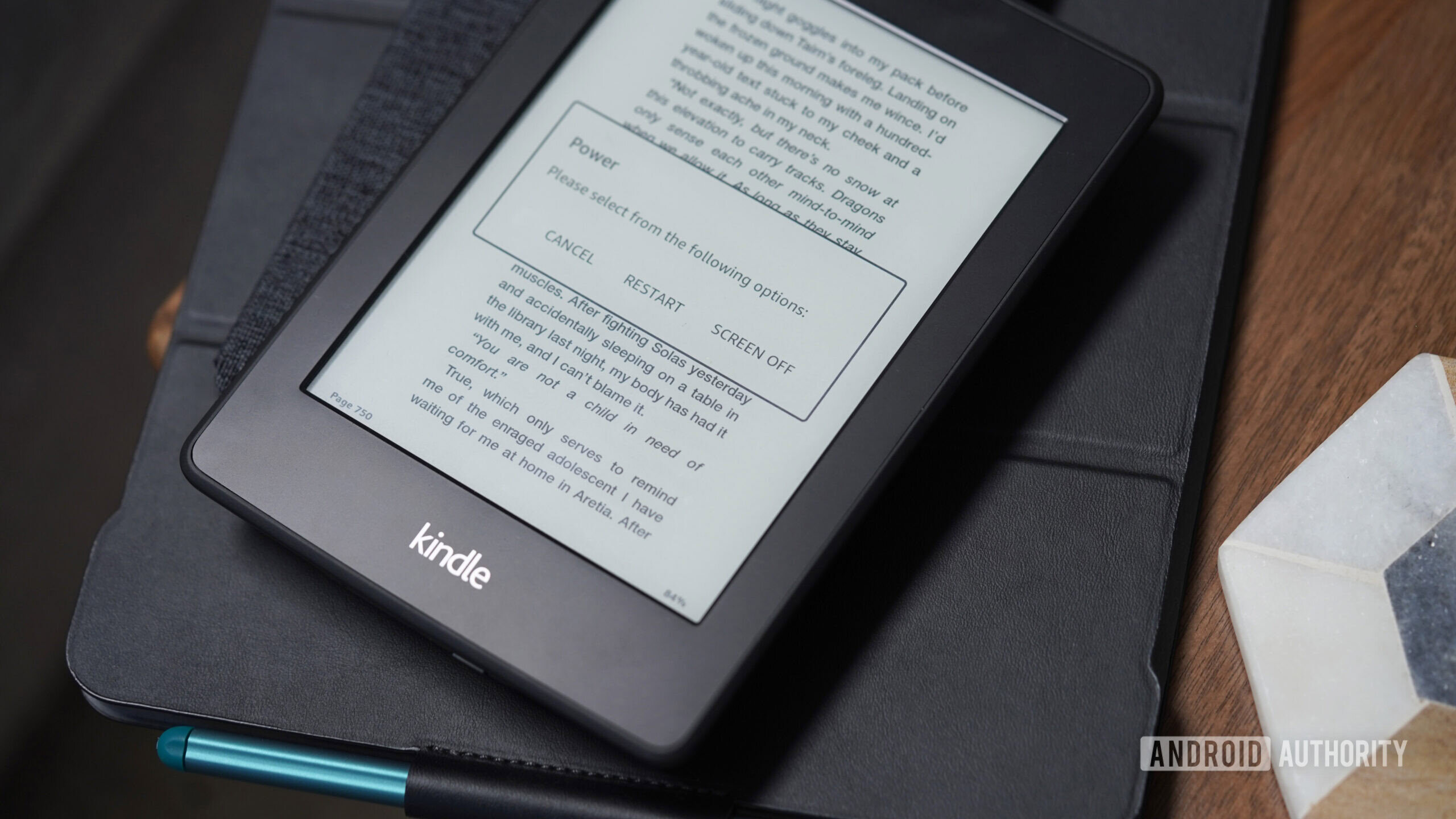 A user sets their Kindle screen to blank.